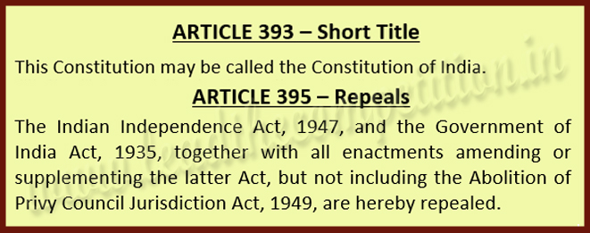 Article 393 and 395 of Indian Constitution
