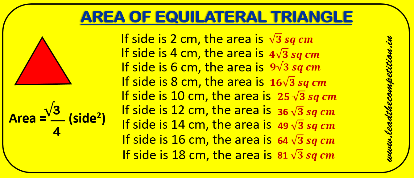 area of equilateral triangles examples