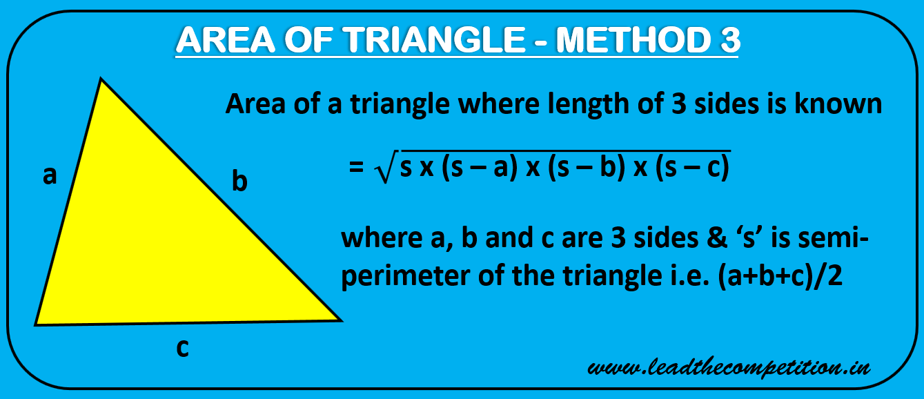 Area of triangle formula three